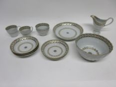 Group of late 18th century tea wares, probably Worcester, comprising 2 cups, 2 tea bowls, saucers,