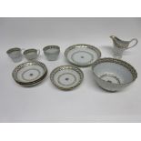 Group of late 18th century tea wares, probably Worcester, comprising 2 cups, 2 tea bowls, saucers,