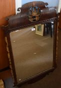 Mahogany Chippendale style wall mirror with parcel gilded crest and mount 1.06m high
