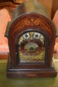 Edwardian bracket clock with chime silent and slow fast dials, circular Arabic chapter ring, case