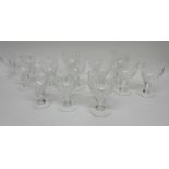 Group of seven 19th century rummers together with a number of smaller glasses in similar style, (
