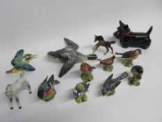 Group of Beswick wares including 2 small Beswick horses, quantity of bird models including a duck