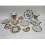 Quantity of china wares including Derby vase, Royal Crown Derby pin dish, Derby style vase and cover