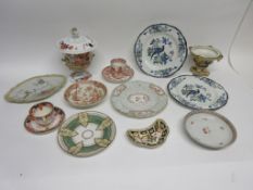 Quantity of china wares including Derby vase, Royal Crown Derby pin dish, Derby style vase and cover