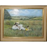 Frederick Searle (20th Century) Children in a Field (after Sherrree Valentine Daines), oil on board,