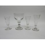 Large 19th century rummer and three further fluted glasses with engraved corn decoration