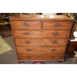 19th century mahogany large chest of cross banded top over two short and four full width graduated