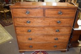 19th century mahogany large chest of cross banded top over two short and four full width graduated