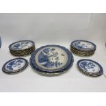 Quantity of Booth's Real Old Willow dinner wares including two large serving dishes, two tureens and