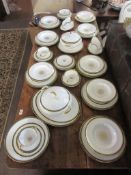 Extensive Coalport porcelain dinner service comprising 2 tureens, covers, gravy boat and stand, 2