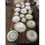 Extensive Coalport porcelain dinner service comprising 2 tureens, covers, gravy boat and stand, 2