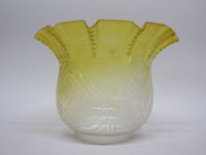 Yellow glass oil lamp shade with floral design