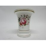 Early 19th century English porcelain spill vase, possibly Spode, decorated with rose and flowers,