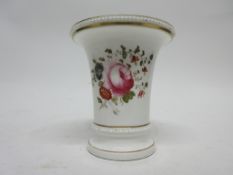 Early 19th century English porcelain spill vase, possibly Spode, decorated with rose and flowers,