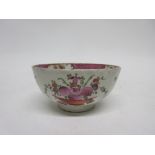 Lowestoft porcelain slop bowl decorated in polychrome with flowers, 11cm diam (a/f)