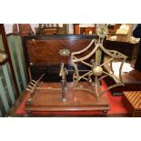Goodbrand & Co Ltd Manchester brass and oak based wool winding machine, base applied with plaque "