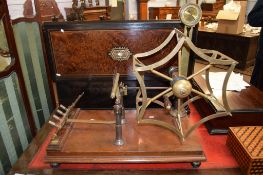 Goodbrand & Co Ltd Manchester brass and oak based wool winding machine, base applied with plaque "