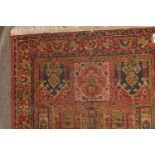 Late 20th century wool runner, geometric decoration, mainly red field, 88 x 324cm
