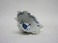 Worcester porcelain butter boat, the moulded body with blue and white floral design to interior, 7cm