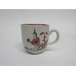 18th century English porcelain coffee cup, probably Liverpool, decorated with Chinese figures in a