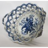 Worcester porcelain basket with the pine cone pattern, 19cm diam