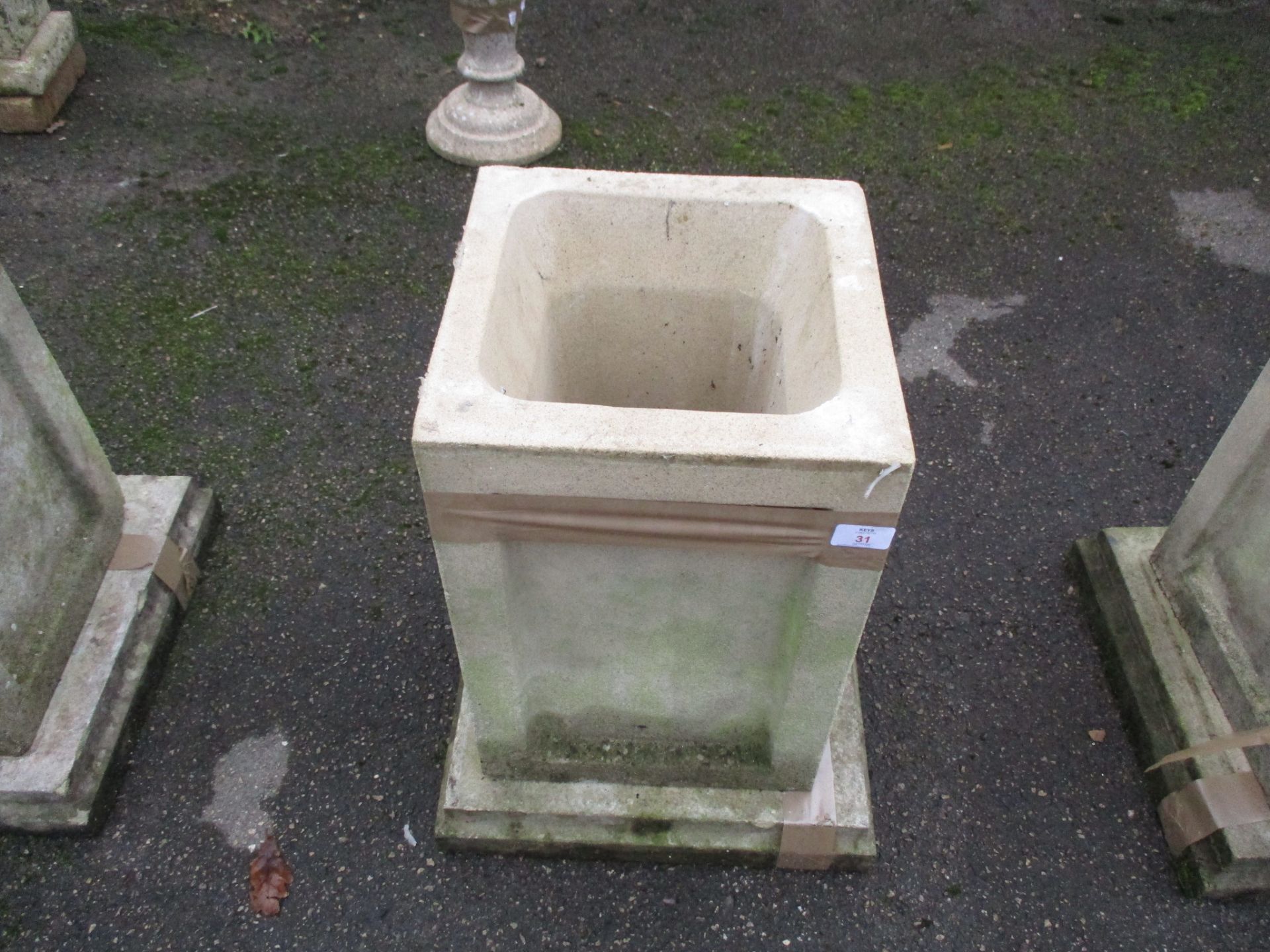 SQUARE MOULDED PLANTER, HEIGHT APPROX 53CM