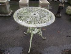 MOULDED METAL PATIO TABLE, APPROX 69CM DIAM