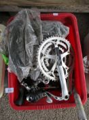 BOX CONTAINING CYCLE GEARS AND OTHER SPARES