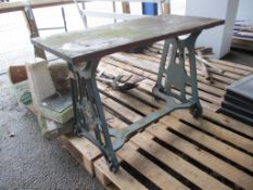 GARDEN TABLE FORMED FROM A CAST MACHINE BASE MOULDED “PARAGON SIMPLEX”