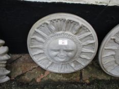 COMPOSITION WALL PLAQUE DEPICTING THE SUN, 36CM DIAM