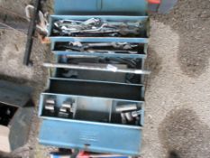 METAL CANTILEVER TOOLBOX CONTAINING VARIOUS SOCKETS, WRENCHES ETC