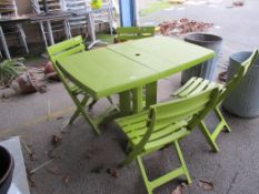 PLASTIC RECTANGULAR GARDEN TABLE AND CHAIRS
