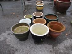 COLLECTION OF EIGHT VARIOUS PLANTERS, LARGEST APPROX 34CM DIAM