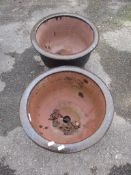 PAIR OF GLAZED PLANTERS, EACH DIAM 41CM