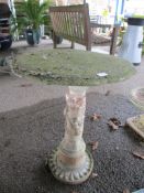 MOULDED GARDEN TABLE WITH FLORAL LEAF DECORATION, HEIGHT APPROX 60CM