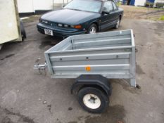 GALVANISED SINGLE AXLE CAR TRAILER, BOX SIZE APPROX 90CM X 110CM