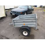 GALVANISED SINGLE AXLE CAR TRAILER, BOX SIZE APPROX 90CM X 110CM