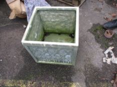 SMALL SQUARE MOULDED FIBRE GLASS PLANTER, APPROX 38CM SQUARE