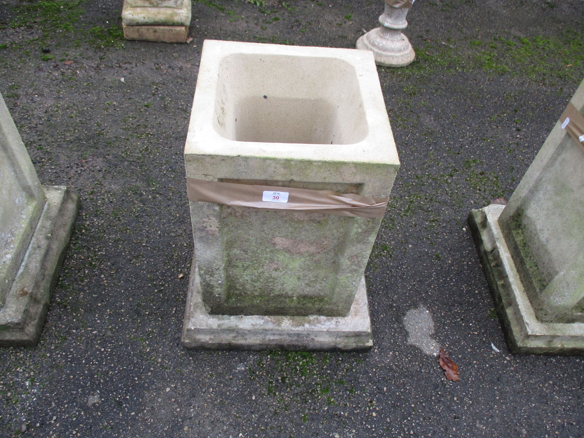 SQUARE MOULDED PLANTER, HEIGHT APPROX 53CM