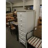 WHITE SEVEN DRAWER CHEST, 46.5CM WIDE