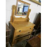 LIGHT WOOD THREE DRAWER DRESSING TABLE, 91.5CM WIDE