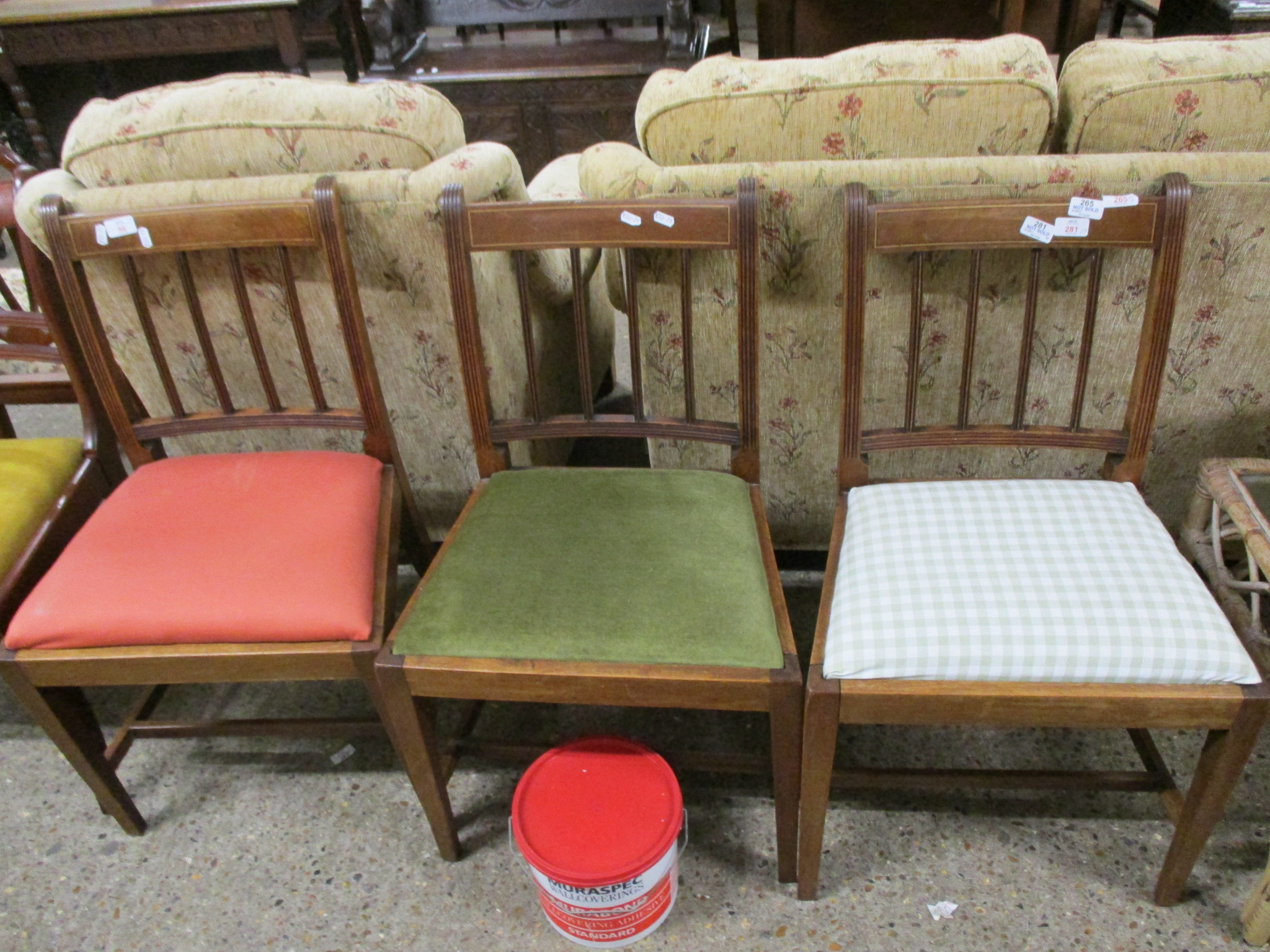 SET OF THREE MAHOGANY RAIL BACK DINING CHAIRS