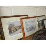 FOUR VARIOUS COLOURED AND BLACK AND WHITE PRINTS
