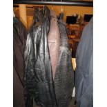 FIVE VARIOUS VINTAGE LEATHER EFFECT JACKETS