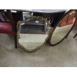 GILT FRAMED HEART SHAPED WALL MIRROR, 55CM WIDE