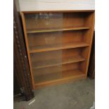 MODERN BOOKCASE WITH SLIDING GLASS DOORS, 92CM WIDE