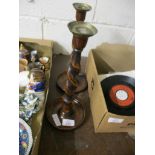 PAIR OF WOODEN BARLEY TWIST CANDLE HOLDERS