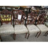 SET OF FOUR MAHOGANY WHEATEAR BACK DINING CHAIRS