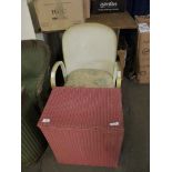 LLOYD LOOM PINK LINEN BOX AND FURTHER WICKER BEDROOM CHAIR