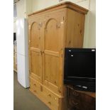 MODERN PINE WARDROBE WITH THREE DRAWERS BELOW, 125CM WIDE